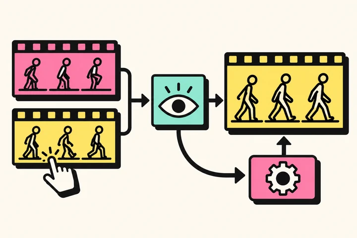 AI-generated concept diagram of human motion preferences training a critic to guide generation